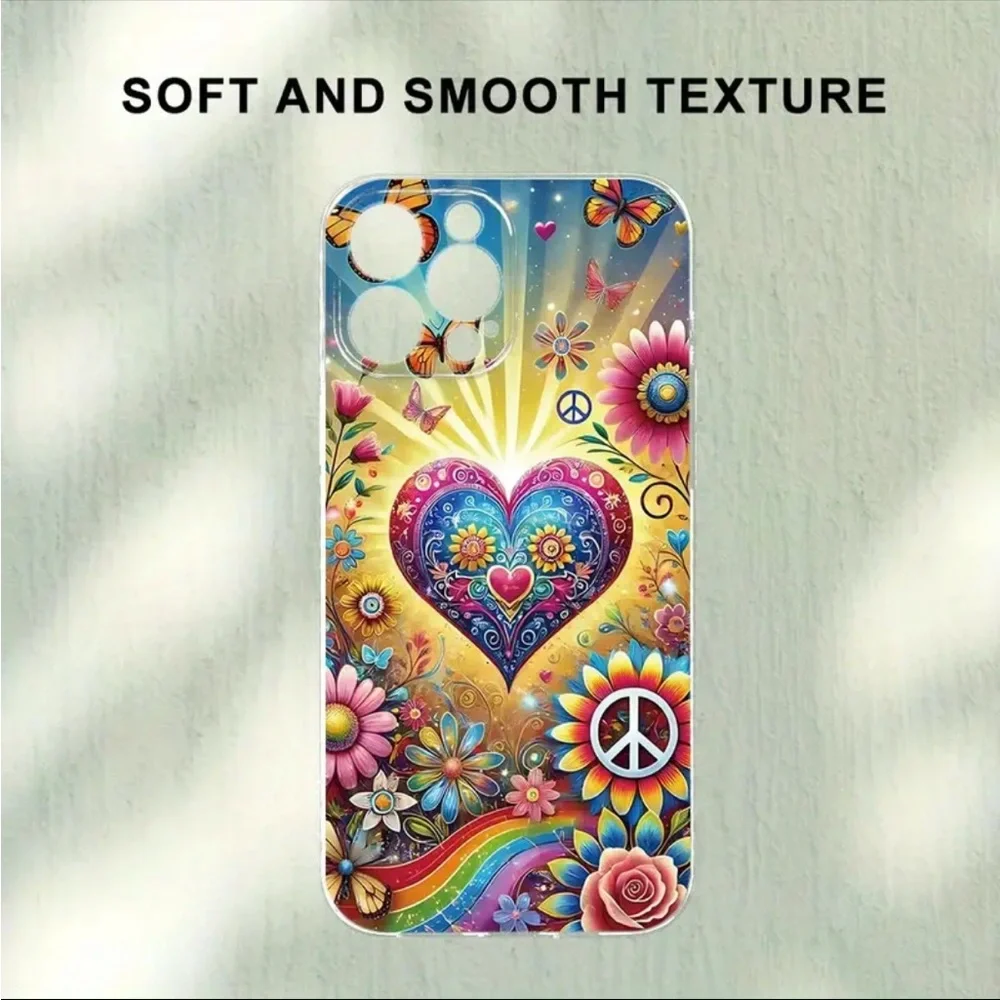 iPhone 16 Pro / 16 Pro Max Phone Case Peace Rainbow  Shockproof Soft TPU Case - Picture 2 of 6